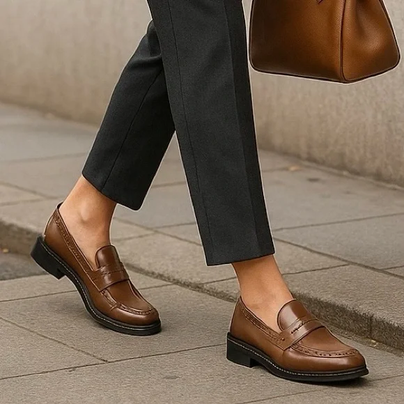 Sarto by Franco Sarto A-Eden Studs Loafers Brown Patent Size 10M New With Box